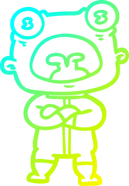 Bir insan tarafından çizilen garip uzaylı çizgi filminin soğuk gradyanı.