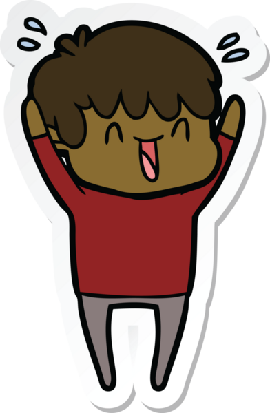 Bir insan tarafından çizilmiş, gülen bir çocuğun çıkartması.