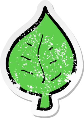 Bir insan tarafından çizilmiş bir çizgi film yaprak sembolünün gerilimli yapıştırması.