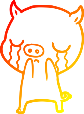 Bir insan tarafından çizilmiş, ağlayan bir domuzun sıcak çizgi çizimi.