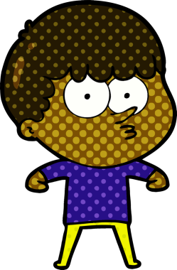 Bir insan tarafından çizilmiş meraklı bir çocuk.