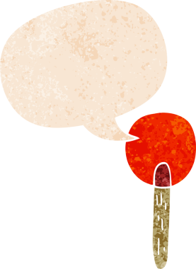 çizgi film şekerleme lolipop konuşma balonu ile grunge sıkıntılı retro dokuma tarzı bir insan tarafından çizilmiş