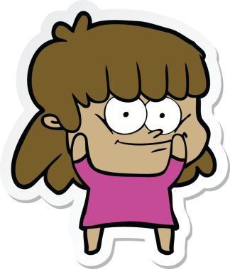 Bir insan tarafından çizilmiş gülümseyen bir karikatür çıkartması.