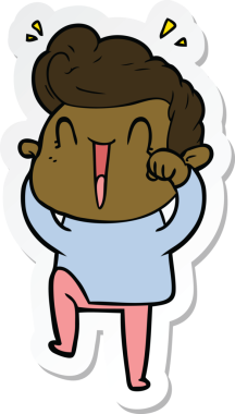 Bir insan tarafından çizilmiş heyecanlı bir adamın çıkartması.