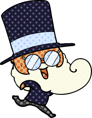 Bir insan tarafından çizilmiş mutlu sakallı adam.