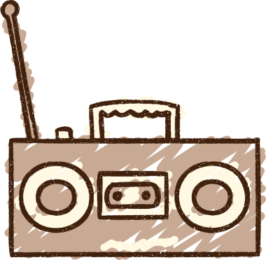 Bir insan tarafından çizilen boombox Tebeşiri