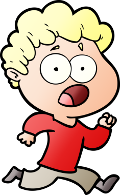 Bir insan tarafından çizilmiş bir karikatür adamı şaşkınlıkla nefes nefese kaldı.