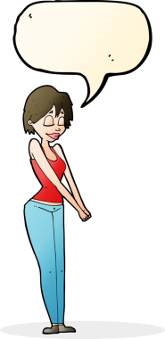 Bir insan tarafından çizilmiş konuşma balonu olan karikatür içerikli kadın