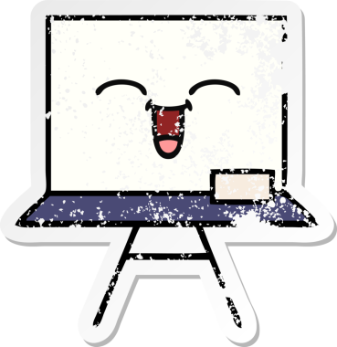 Bir insan tarafından çizilmiş beyaz bir karikatür çıkartması.