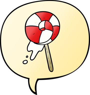 bir insan tarafından çizilmiş düzgün eğimli konuşma baloncuklu geleneksel lolipop çizgi filmi