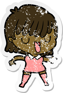 Bir insan tarafından çizilmiş karikatür bir kadının sıkıntılı çıkartması.