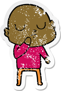 Bir insan tarafından çizilmiş kel bir adamın sıkıntılı çıkartması.