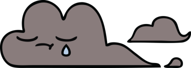 Bir insan tarafından çizilmiş fırtına bulutunun sevimli karikatürü.