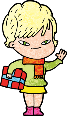 Bir insan tarafından çizilmiş mutlu bir kadın.