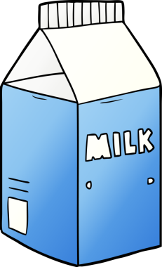 Bir insan tarafından çizilmiş süt kutusu.