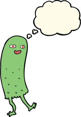 Bir insan tarafından çizilmiş düşünce balonlu komik bir hayalet.