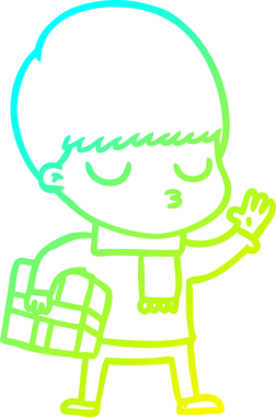 Bir çizgi film karakteri çizen soğuk gradyan bir çocuk bir insan tarafından çizilmiş.