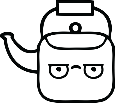 Bir insan tarafından çizilmiş bir çaydanlığın çizgi çizimi