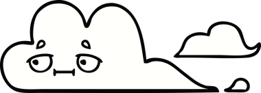Bir insan tarafından çizilmiş beyaz bir bulutun sevimli karikatürü.