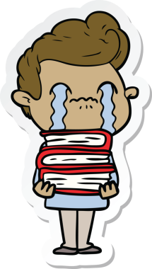 Bir insan tarafından çizilmiş, ağlayan bir çizgi film karakterinin çıkartması.