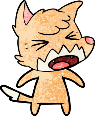 Bir insan tarafından çizilmiş kızgın çizgi film tilkisi.