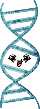 Bir insan tarafından çizilmiş bir DNA ipliğinin retro çizim stili karikatürü