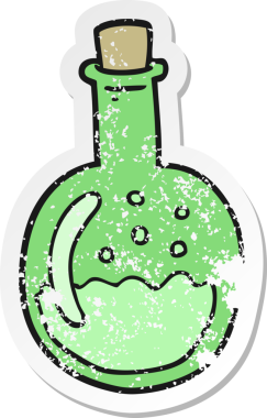 Bir insan tarafından çizilmiş karikatür iksiri.