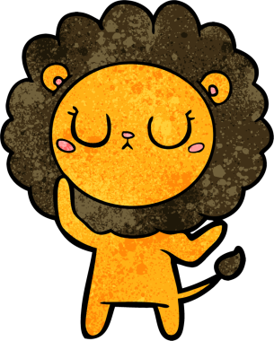 Bir insan tarafından çizilmiş çizgi film aslanı.