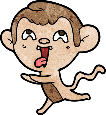 Bir insan tarafından çizilen çılgın çizgi film maymunu