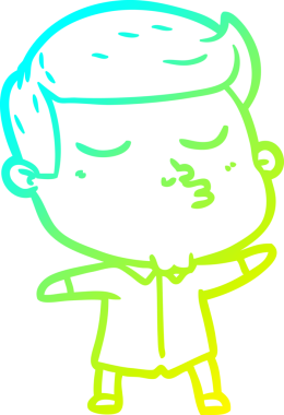 Çizgi film mankeni bir adamın insan tarafından çizilmiş soğuk gradyan çizimi.