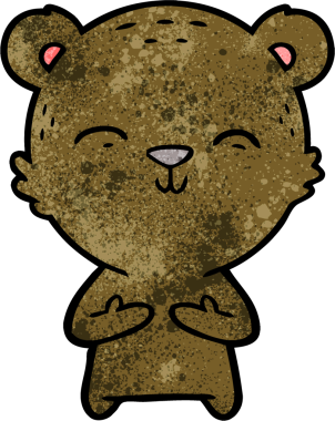 Bir insan tarafından çizilmiş mutlu çizgi film ayısı.