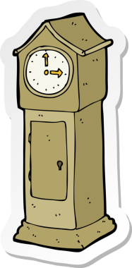 Bir insan tarafından çizilmiş karikatür büyükbaba saati çıkartması.