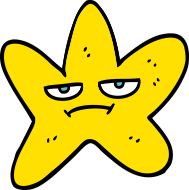 Bir insan tarafından çizilmiş el çizimi karikatür yıldız balığı.