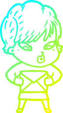 Bir insan tarafından çizilmiş bir karikatür kadın çizimi.