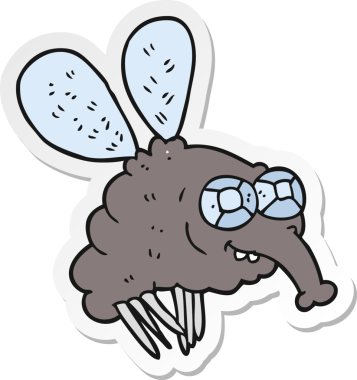 Bir insan tarafından çizilmiş bir sineğin çıkartması.