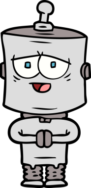 Bir insan tarafından çizilmiş çizgi film robotu