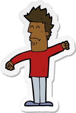 Bir insan tarafından çizilmiş bir karikatür çıkartması.