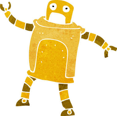 Bir insan tarafından çizilmiş çizgi film robotu