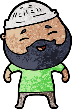 Bir insan tarafından çizilmiş mutlu sakallı bir adam.