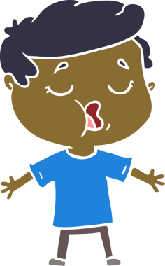 Bir insan tarafından çizilmiş düz renkli karikatür adam