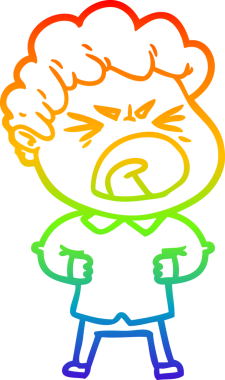 Bir insan tarafından çizilmiş öfkeli bir adamın çizdiği gökkuşağı gradyan çizgisi.