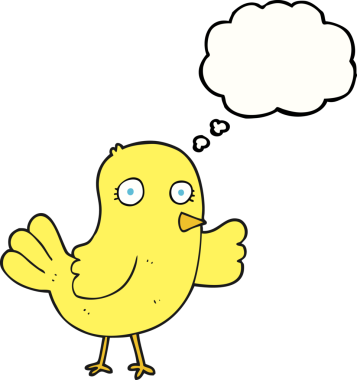 Bir insan tarafından çizilmiş serbest çizim balon karikatür kuşu.