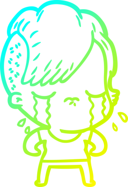 Bir insan tarafından çizilmiş ağlayan bir çizgi film kızı çizimi.