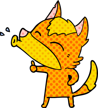 Bir insan tarafından çizilmiş tilki çizgi film karakteri