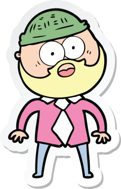 Bir insan tarafından çizilmiş sakallı bir adamın çıkartması.