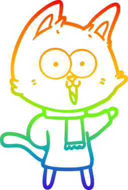 gökkuşağı gradyan çizimi bir insan tarafından çizilmiş komik bir çizgi film kedisi