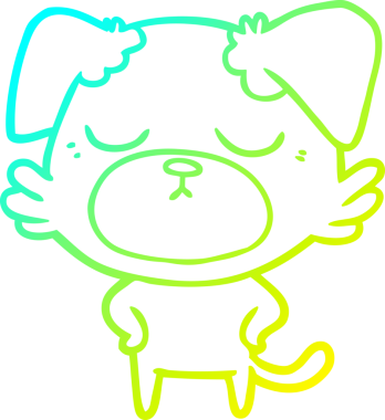 Bir insan tarafından çizilmiş şirin bir çizgi köpeğin soğuk gradyan çizgisi.