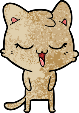 Bir insan tarafından çizilmiş mutlu çizgi film kedisi.