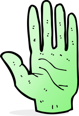 Bir insan tarafından çizilmiş bir zombi eli.