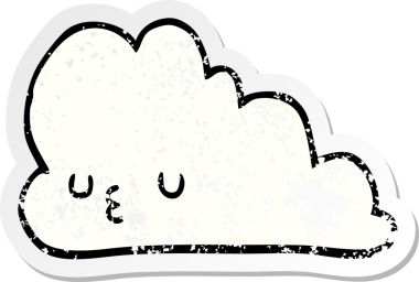 Bir insan tarafından çizilmiş şirin bir karikatür bulutunun sıkıntılı çıkartması.